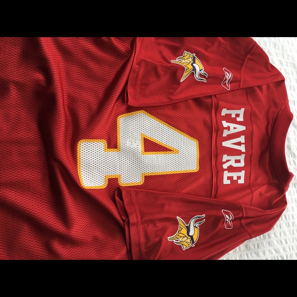 Favre Red Rebok Vikings Practice Jersey